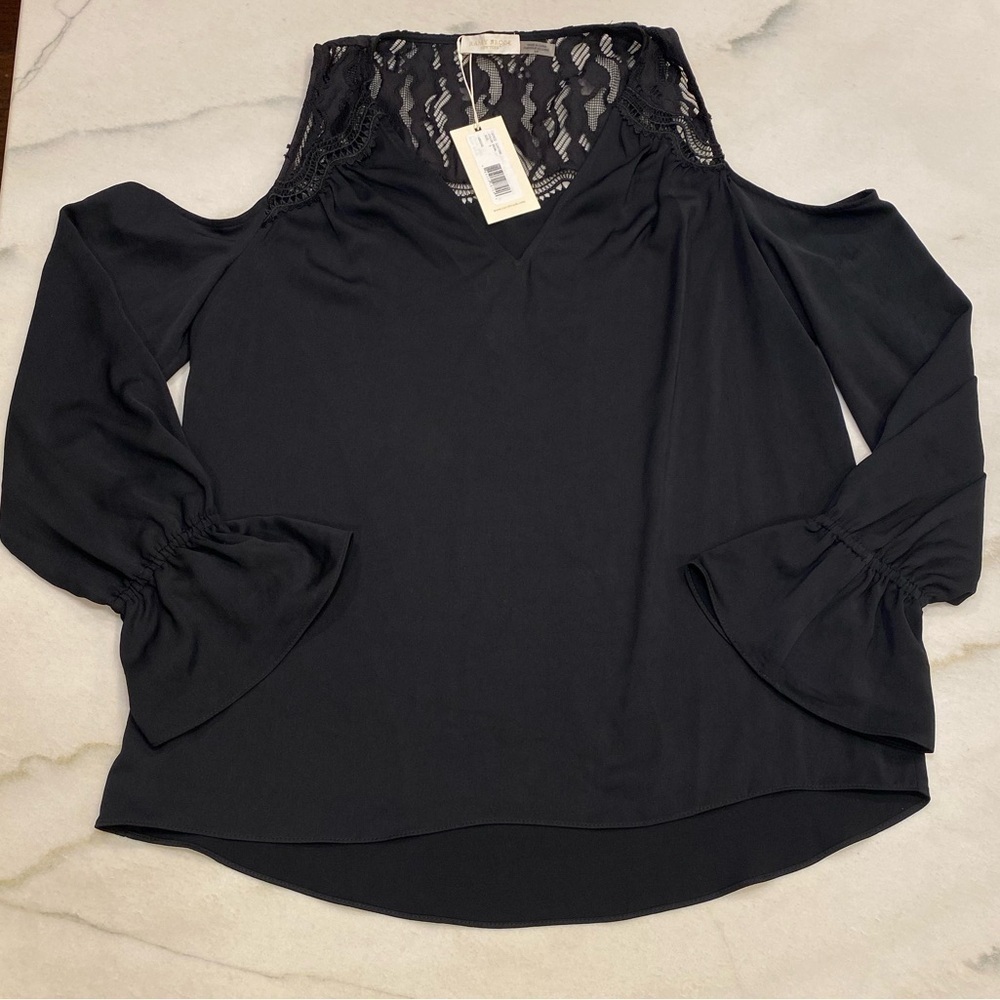 Ramy Brook Top size Small Black Lace Cold Shoulder NWT